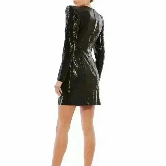 Black Sequined Structured Faux Blazer Mini Dress   26724 Macduggal - Picture 3 of 6